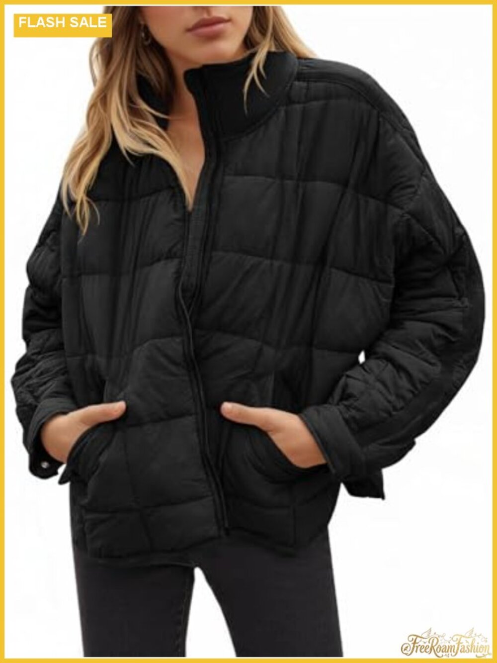 Oversized Lightweight Packable Puffer Down Coat Zip Long Sleeve Winter Jacket